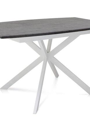 Стіл річард 140(+40)*85 білий метал/мрамор темний