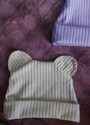 Шапка детская рубчик с ушками