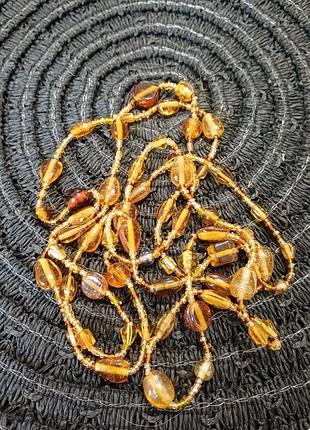 Длинное ожерелье винтаж стекло