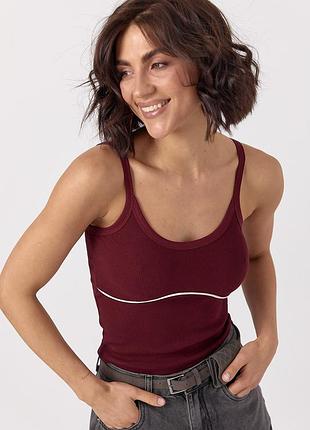 Майка в рубчик з контрастною вставкою під грудьми мод 251003