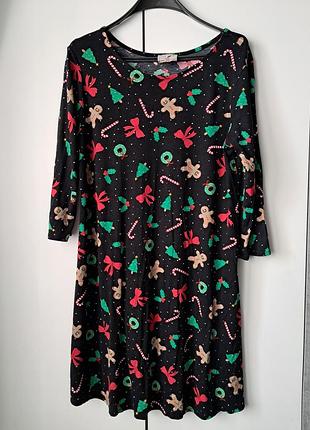 Домашнее платье, платье для сна с новогодним принтом 
george m-l