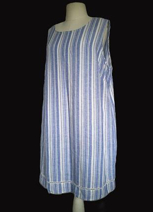 Лен / вискоза женская летнее платье льняное, вискозная полоска.