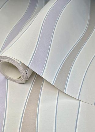 Обои виниловые 10.5 × 0.53 м marburg 53919, волны, бежево-фиолетовые для гостиной, спальни, коридора