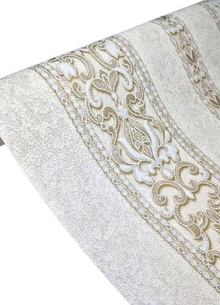 Обои виниловые флизелиновые 10.05×1.06м славянские 3735-05, бежевые в спальню, коридор, зал, гостиную, комнату