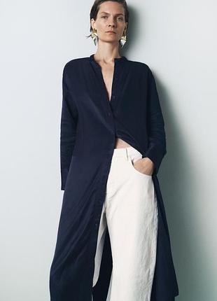 Елегантна атласна сукня/сорочка zara | колір індиго | розмір xl