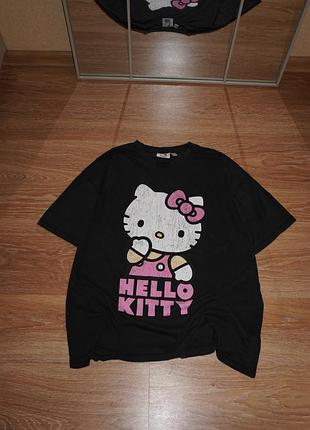 Графитная женская футболка оверсайз hello kitty