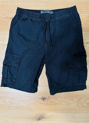 Шорти чоловічі темно сині з резинкою на поясі карго primark, розмір s - m.