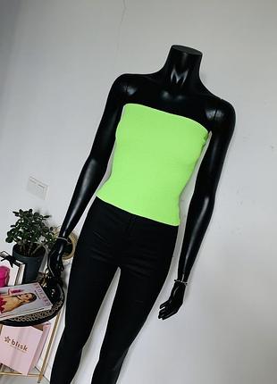 Топ-бандо женский неон зеленый collusion, эластичный, в рубчик, размер one size
