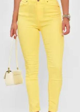 Ярко-жёлтые супер скинни женские джинсы. denim co