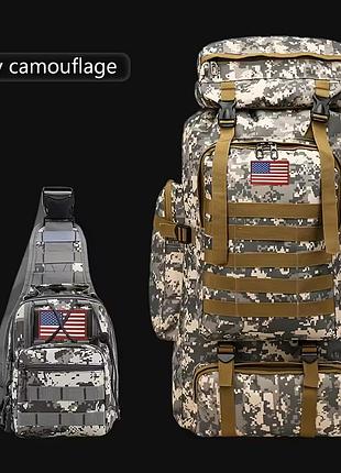 🔥 комплект! тактичний рюкзак (72 см) + сумка-слінг. камуфляж "сіті". система molle.