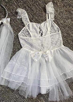 Білий пенюар для нареченої l-xl