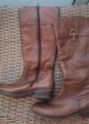 Кожаные рыжие сапоги, размер 38-39