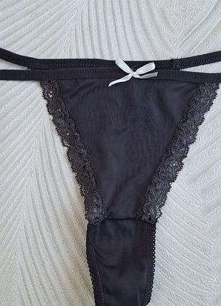 Серые с кружевом трусики танга фирмы no secret primark размер 36/38 европейский
