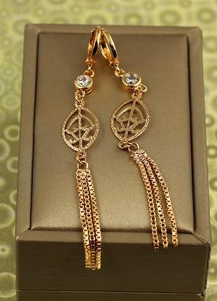 Сережки підвіски хuping jewelry ловець снів 7 см золотисті