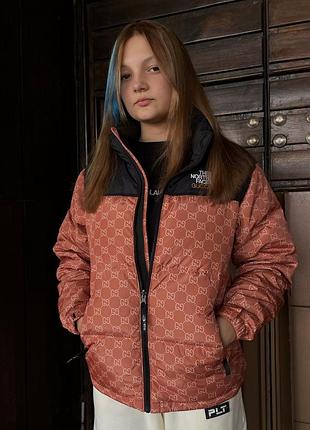 Зимний пуховик the north face orange распродаж