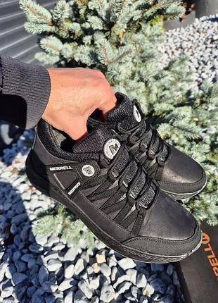 Мужские зимние кожаные ботинки кроссовки merrell clasic black