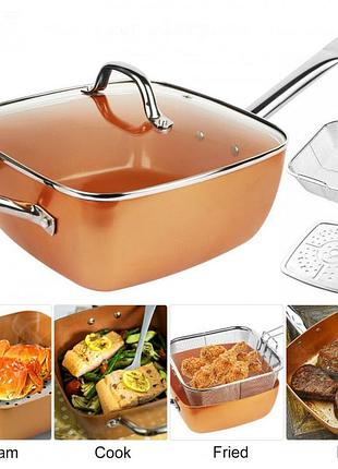 Сковорода-фритюрниця квадратна з кришкою top kitchen bn-8001