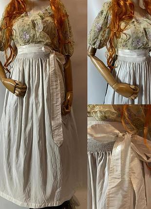 Вінтажний білий довгий фартух передник запасник припинда в етно стилі до українського строю