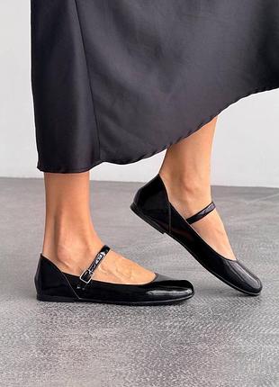 Хрупкие балетки черный натур.кожа (наплак) 11949