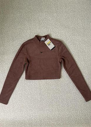 Укорочений коричневий лонгслів nike