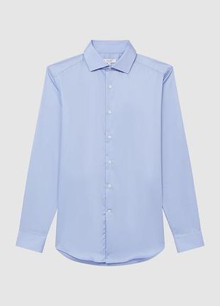 Reiss чоловіча блакитна сорочка під шовк с s slim fit слім фіт