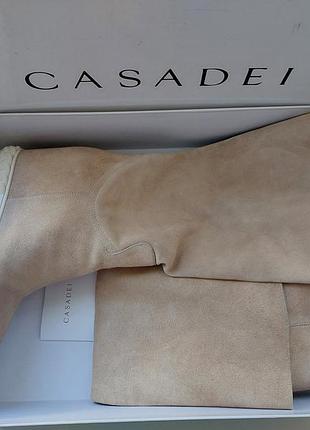 Брендовые оригинальные сапоги casadei, натуральная замша, бежевый цвет, 39 размер.