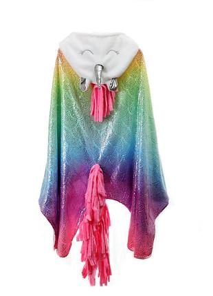 Дитяча ковдра-єдиноріг плюшева довга з капюшоном та рукавами рушник для дівчинки рожевий