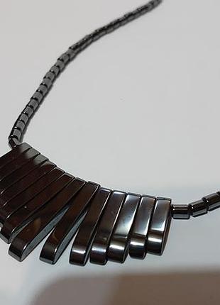 Колье натуральный камень гематит ожерелье бусы намисто кольє