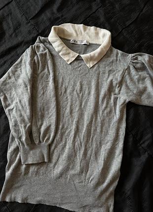 Світшот zara кофта свитер  с воротничком с воротником тренд свитерок