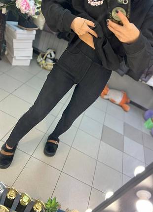 Женские зимние джинсы.черный, темно синий