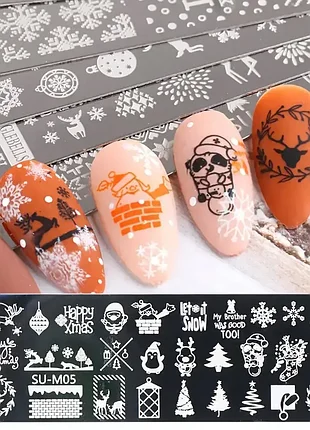 Пластина для стемпінгу прямокутна зимовий орнамент su-m05