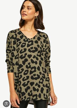 Свитшот у леопардовый принт цвета хаки 97% вискоза