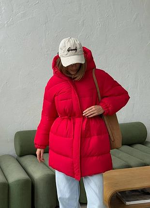 Накладной платеж ❤ до -20❄ зимняя теплая удлиненная куртка пуффер пуфер пуховик с капишоном на кулиске