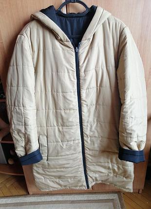 Куртка зимняя женская, синтепони двусторонняя бежевый и черный цвет