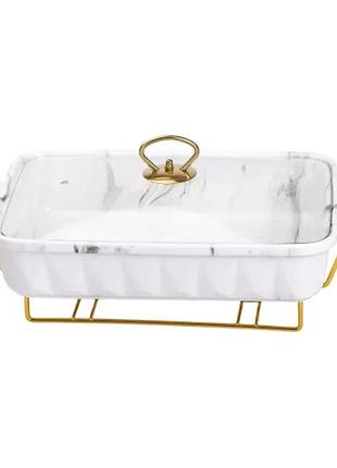 Марміт yiwu hp1029 порцеляновий 1.5 л 35х19х11.5 см білий мармур