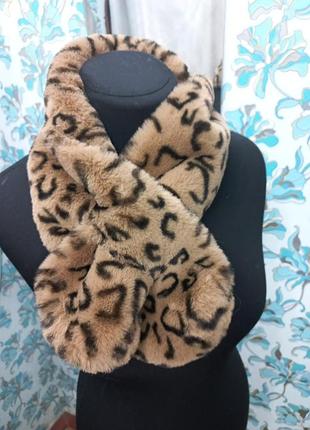 Мягусинький шарфик из экомеха принт лео