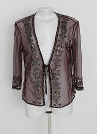 Прозрачная коричневая накидка кардиган