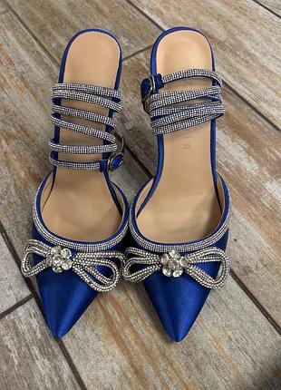 Сині туфлі на підборах на шпильці всі розміри святкові