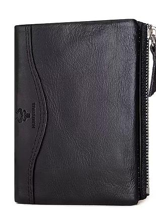 Женское кожаное портмоне (кошелек-бифолд).. натуральная кожа. (черный цвет)