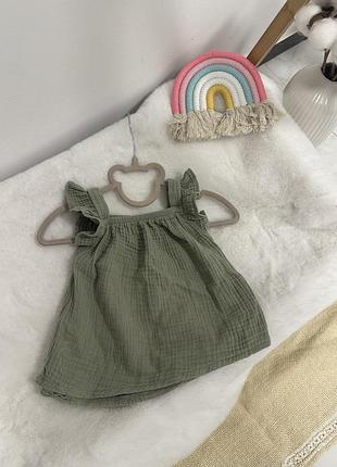 Классная муслиновая майка f&f, оливковая летняя майечка, майка