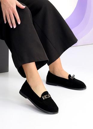 Лоферы "lina" женские замша черный 25432