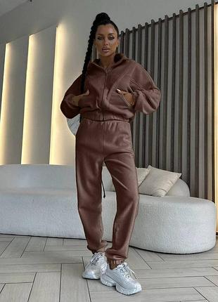 Женский теплый спортивный костюм двойка двухсторонний флис