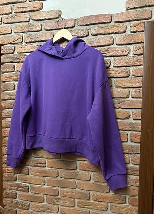 Фіолетове худі на флісі, тепла толстовка, худі на флісі