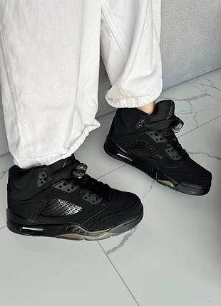 Стильные кроссовки jordan 5 black dark brown gum