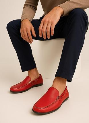 Шкіряні червоні мокасини selezione per gpp, зроблені в італії.