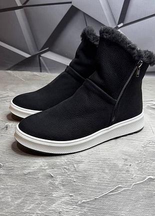 Зимние мужские ботинки натуральный нубук мктон меховая стелька