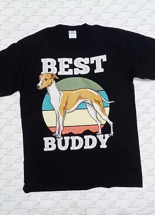 Черная хлопковая футболка port &amp; company с принтом собаки размер м