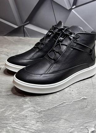 Люкс качество, кожаные зимние ботинки с мехом ботинки мужские ботинки