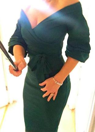 Розпродаж сукня boohoo міді на запах з пишними рукавами