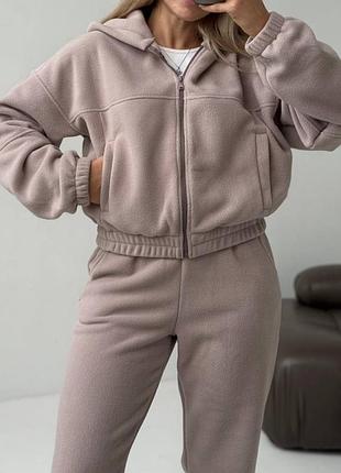 Трендовий флісовий костюм, мастхев 😍  фліс полар, вкорочений зіп худі джоггери